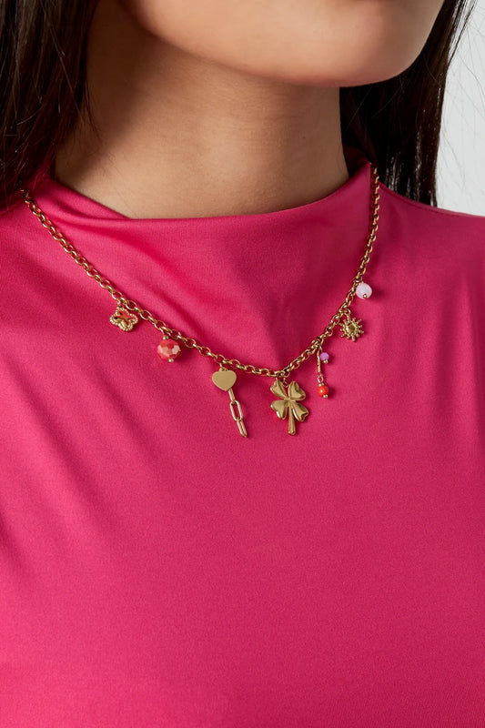 Ketting stainless steel goud - Flower color