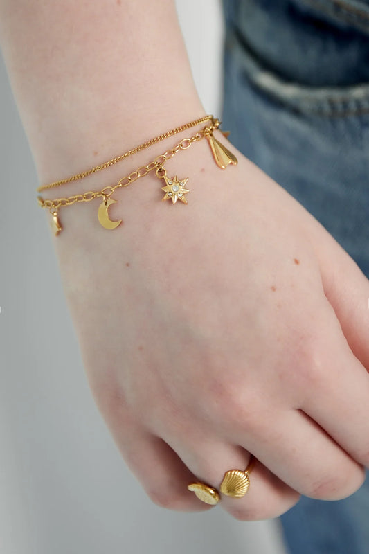Armband stainless steel goud - Bedels Sky