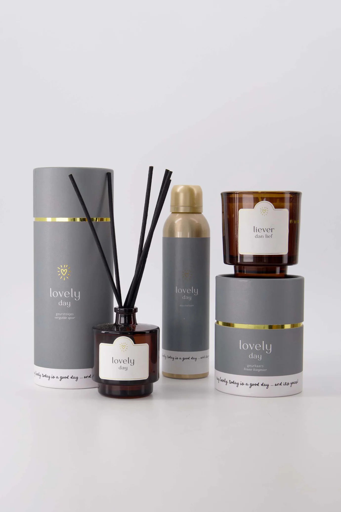 Zusss geurkaars glas in koker lovely day grijsblauw