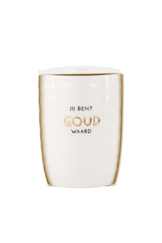 Zusss – koffiemok wit/goud ‘jij bent goud waard’