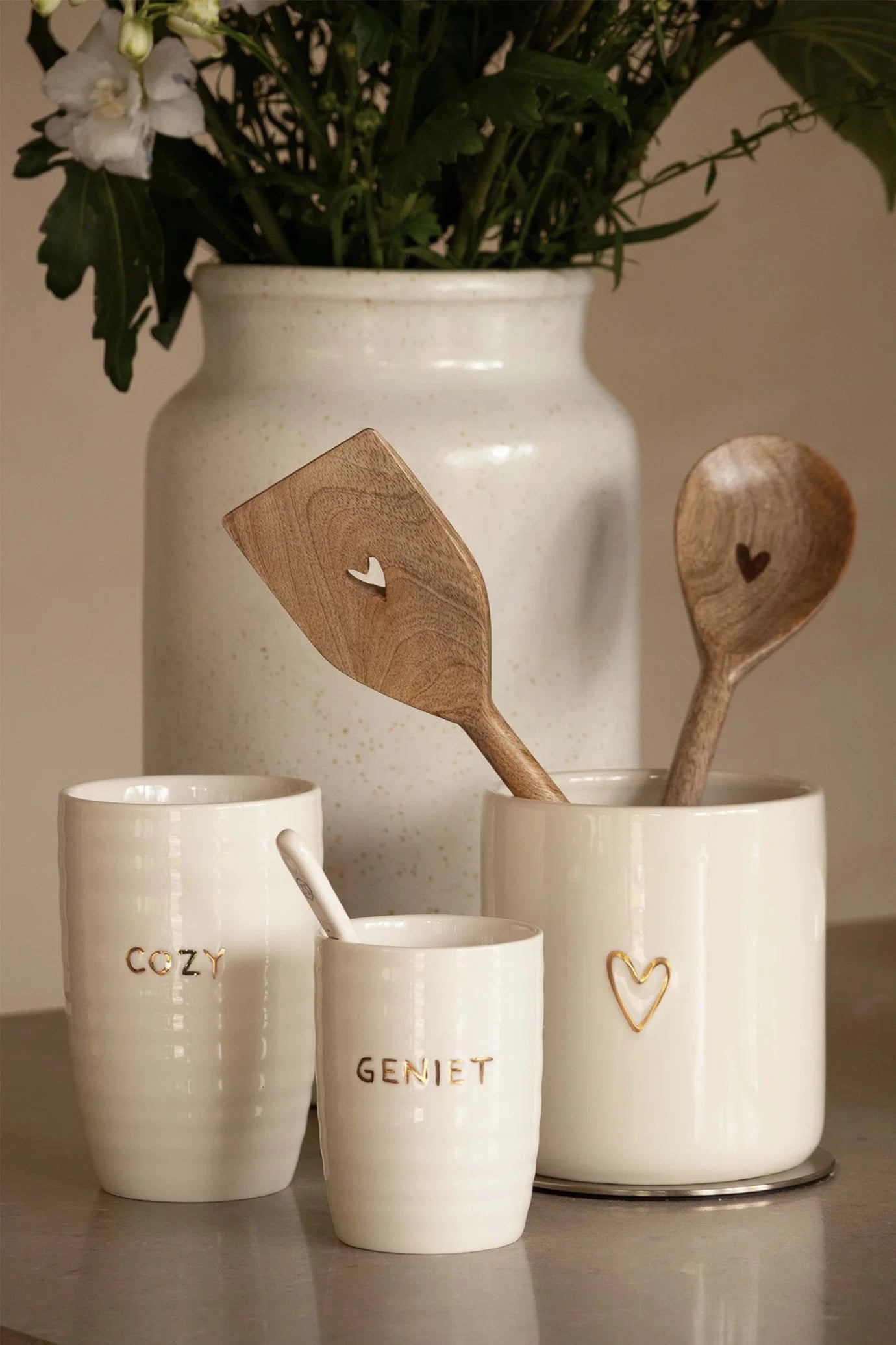 Zusss lepeltje hartje wit/goud
