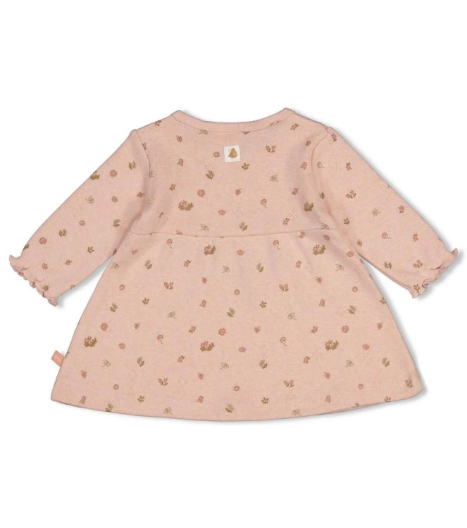 Feetje Jurk rib AOP - Fall in Love Roze melange