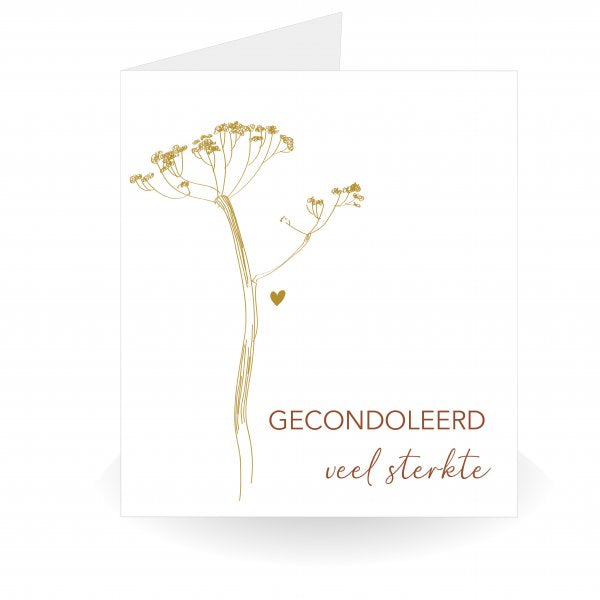 Gecondoleerd Veel Sterkte Kaart – Dubbele Condoleancekaart met Gouden Envelop