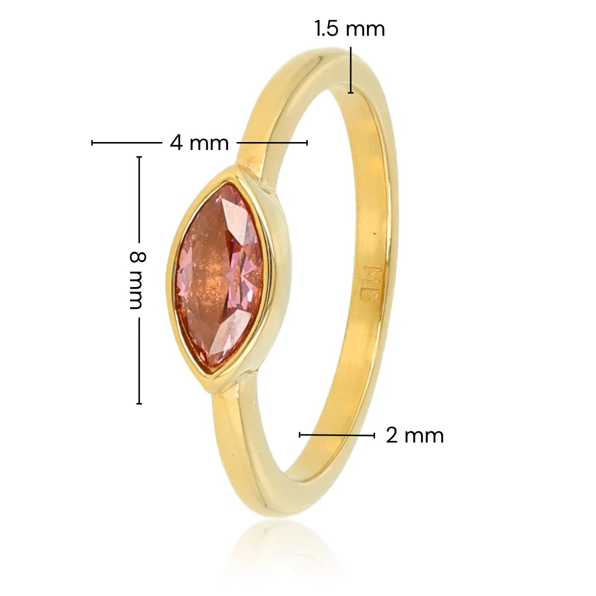 My Bendel Gouden ring - Rhodolite glassteen - Vintage uitstraling - Stainless steel