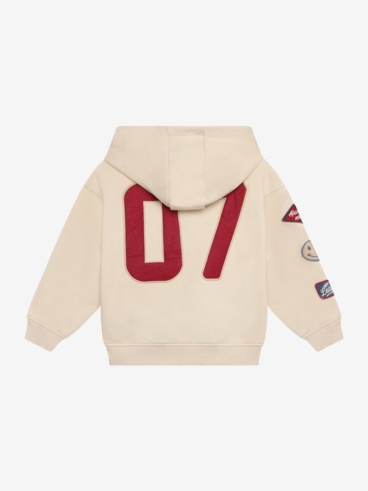 Daily 7 jongens oversized hoodie badges beige brushed sweat