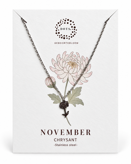 Geboortebloem ketting November – Chrysant | Goud of zilver - Stainless steel