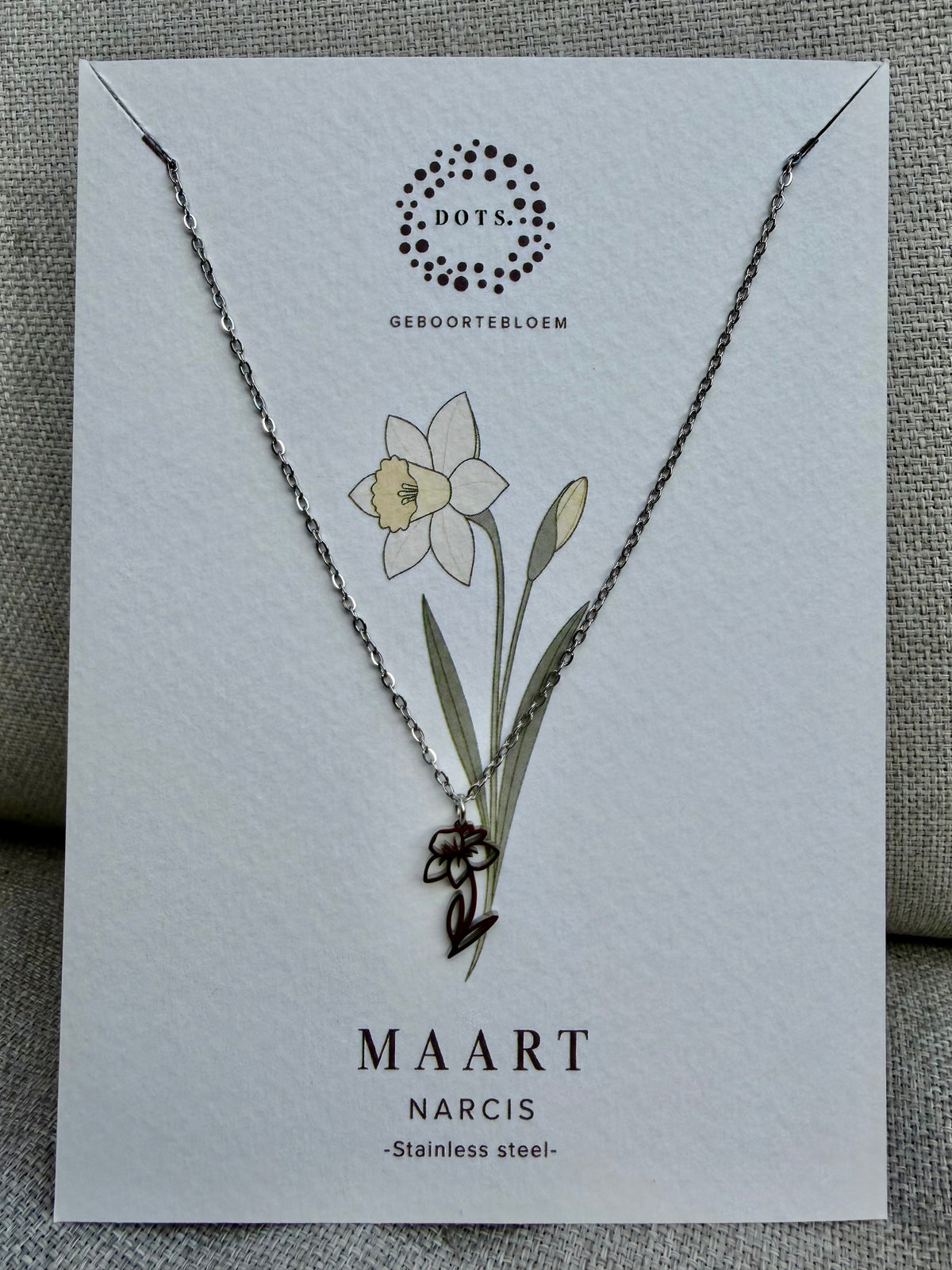 Geboortebloem ketting Maart – Narcis | Goud of Zilver - Stainless steel