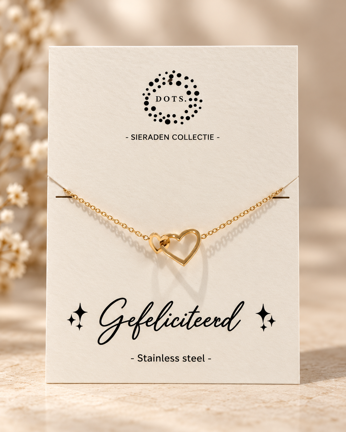 Gouden hartjes armband Gefeliciteerd – stainless steel