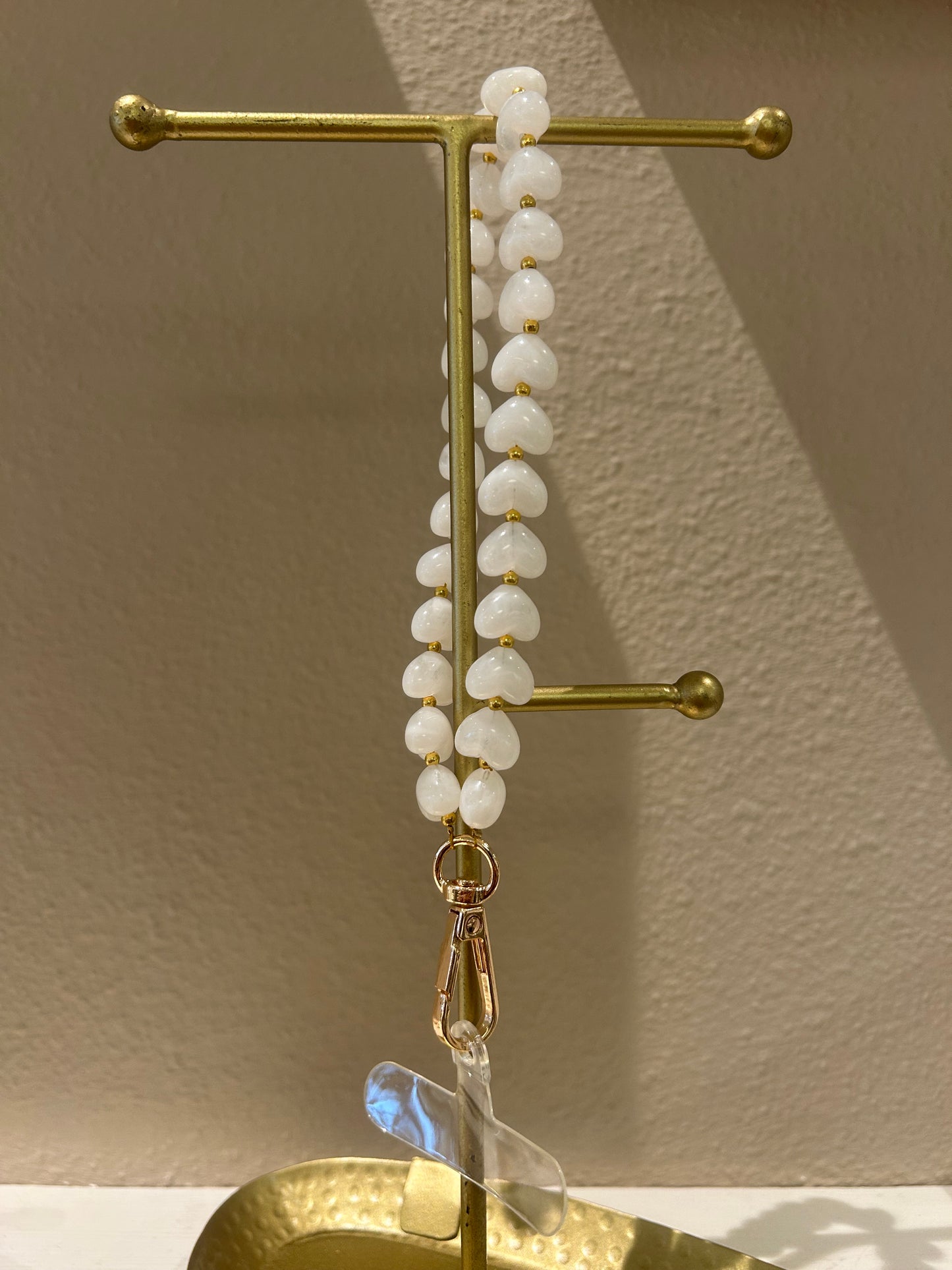 Universeel telefoonkoord kleine hartjes wit