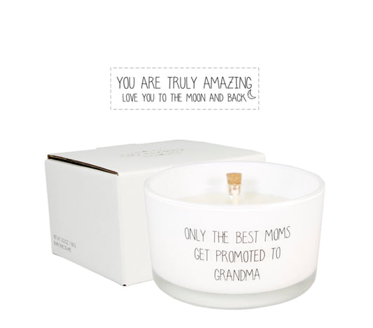 Flame flessenpost kaars - Only the best moms get promoted - Fresh Cotton