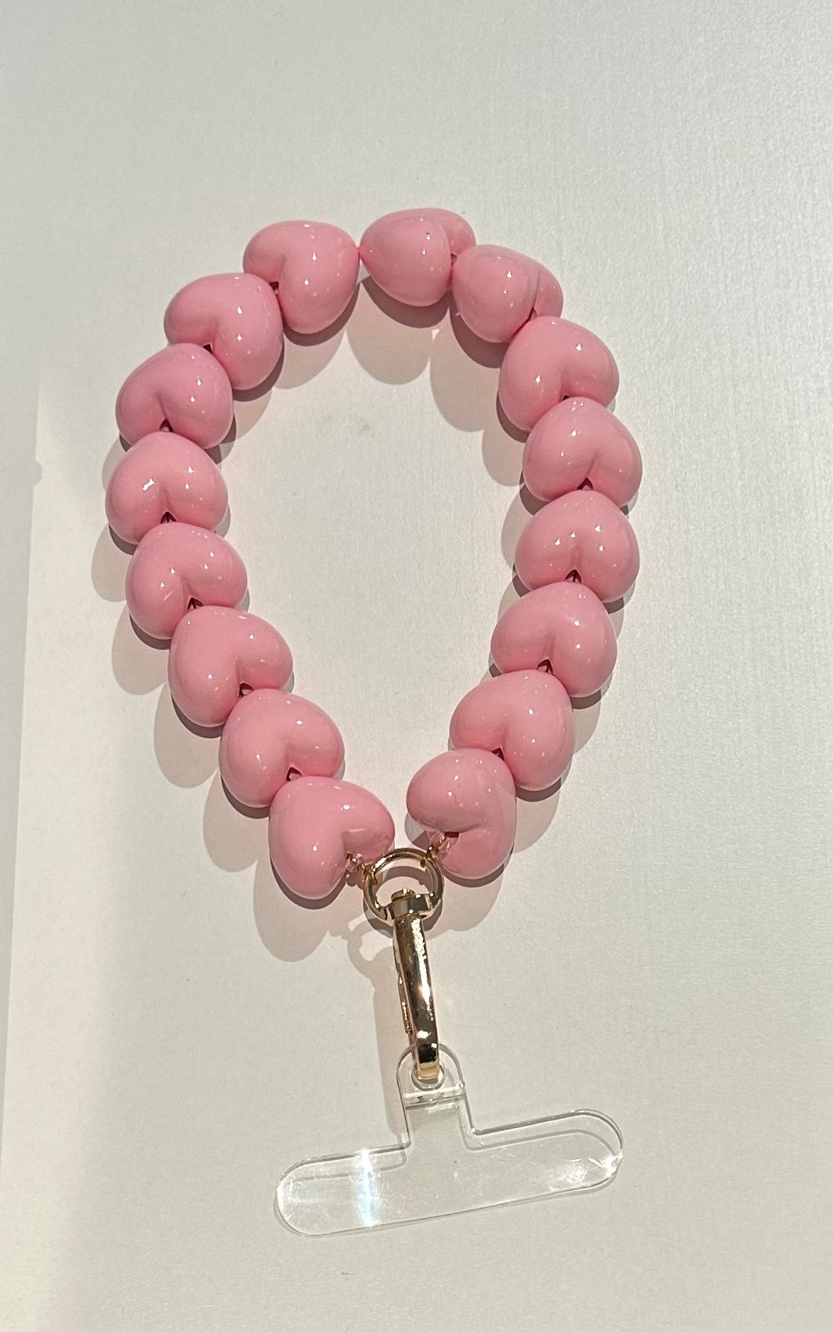 Telefoonkoord hartjes mat roze