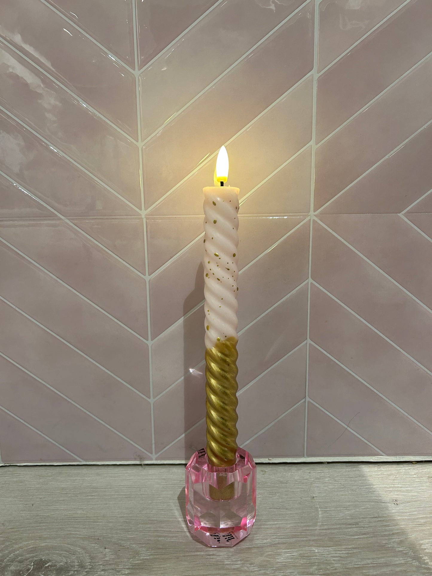 Led kaars Aifcandles goud/roze dots