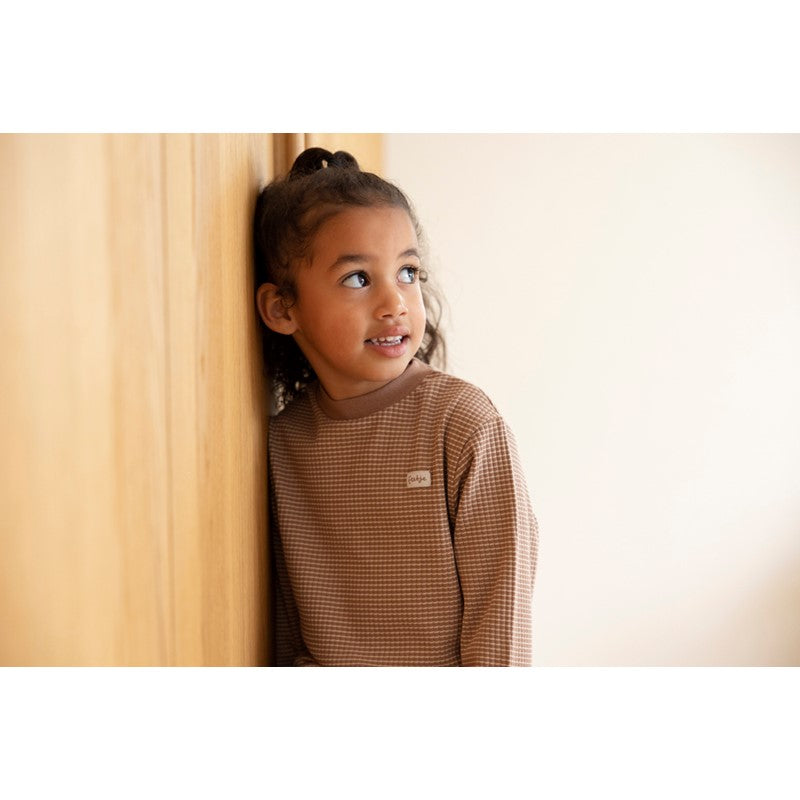 Feetje wafel pyjama bruin vanaf 92