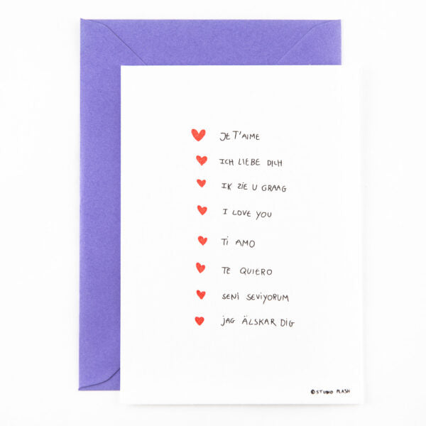 Studio Flash liefdeskaart ‘I Love You’ – in meerdere talen