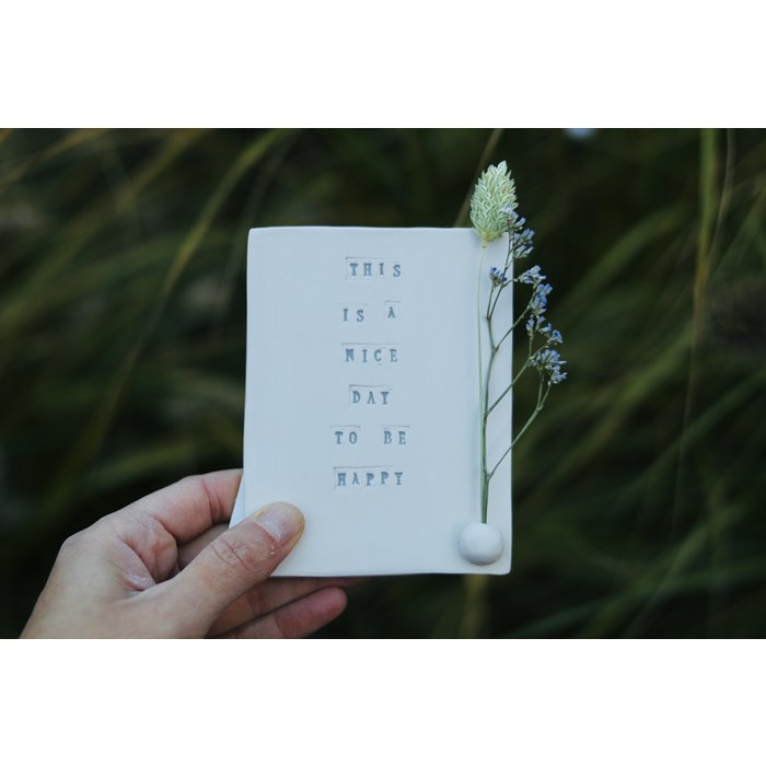 Keramiek kaartje “Be happy”