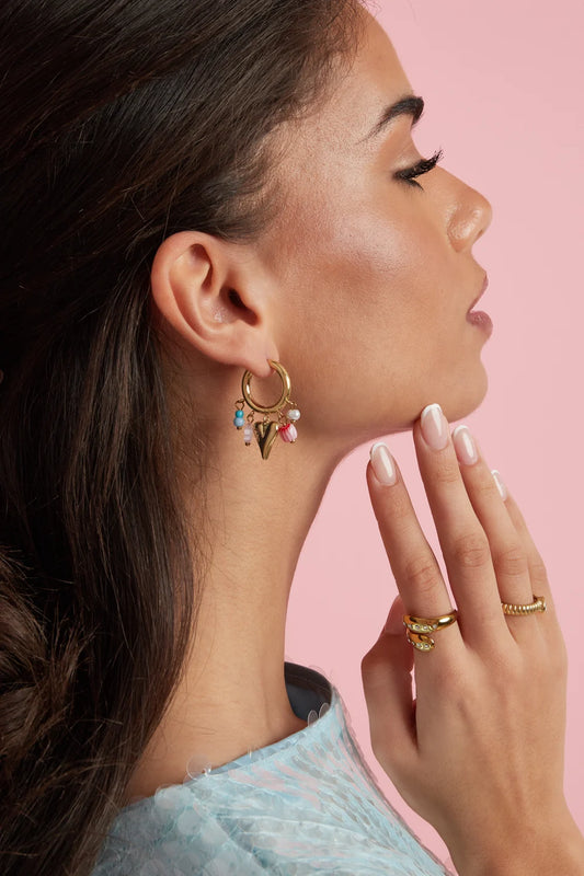 Oorbellen stainless steel goud - Sweet heart valentine