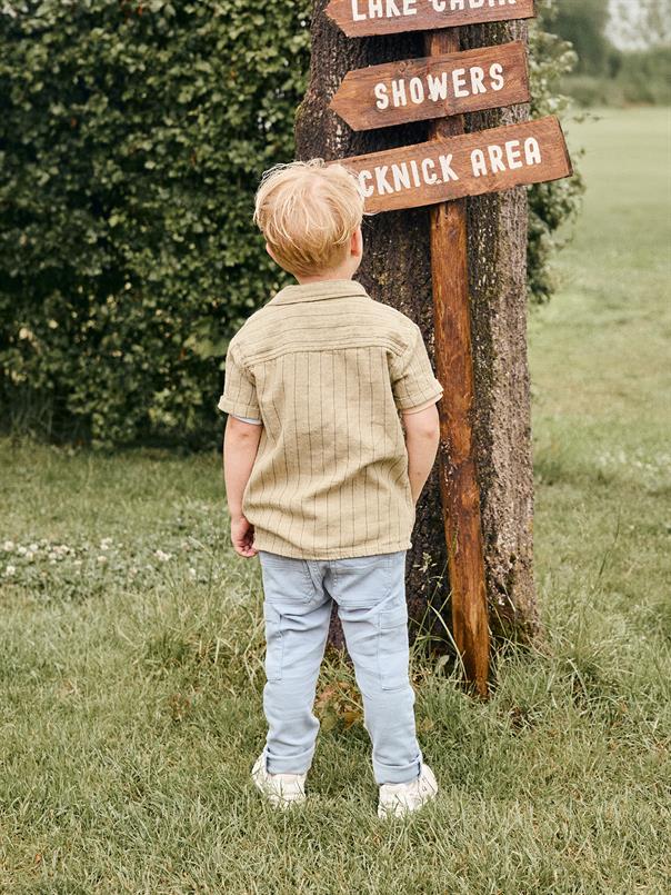 Daily7 Overhemd Small Stripe Pale Olive Green