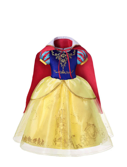 Sneeuwwitje Prinsessenjurk met Cape - Luxe Verkleedjurk