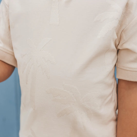 Your Wishes Stamped palms casual polo - White swan