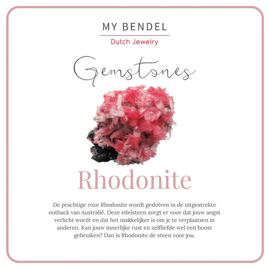 My Bendel - Gouden damesarmband met Rhodonite edelstenen - stainless steel