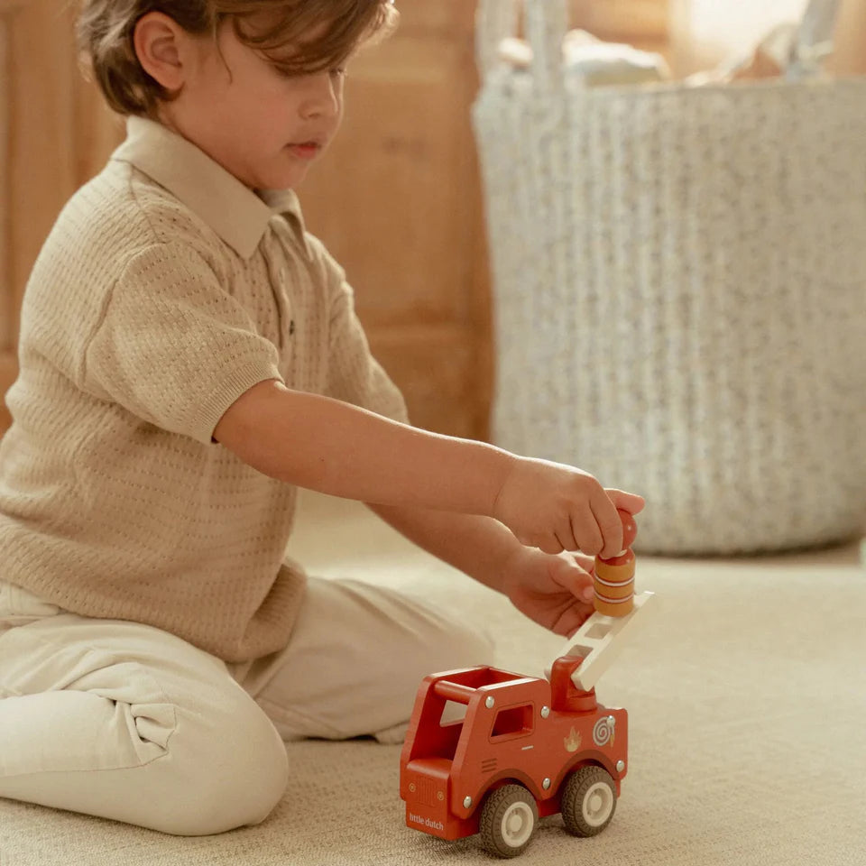 Little Dutch - Houten brandweerwagen – Rood