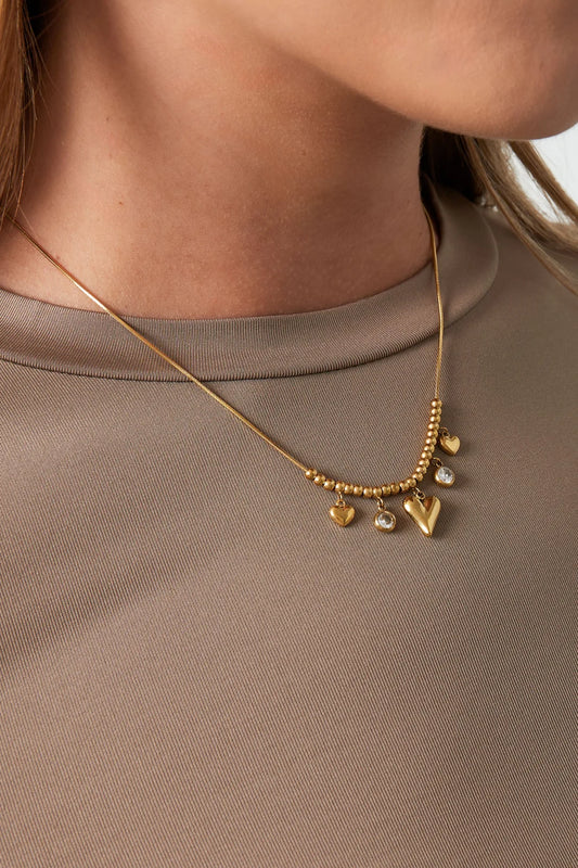 Ketting stainless steel goud - Diamond heart