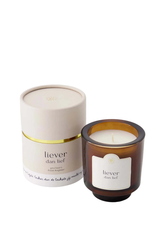 Zusss geurkaars glas in koker liever dan lief off white