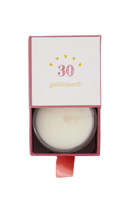 Zusss geurkaars glas in doosje 30 gefeliciteerd