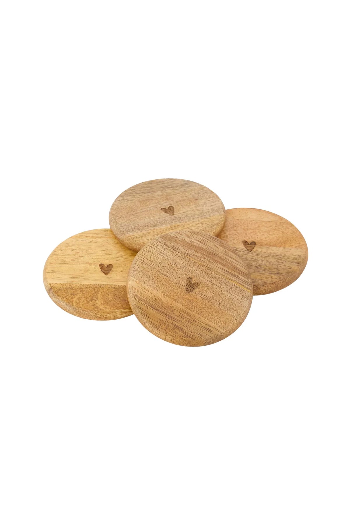 Zusss set van 4 onderzetters hout hartje