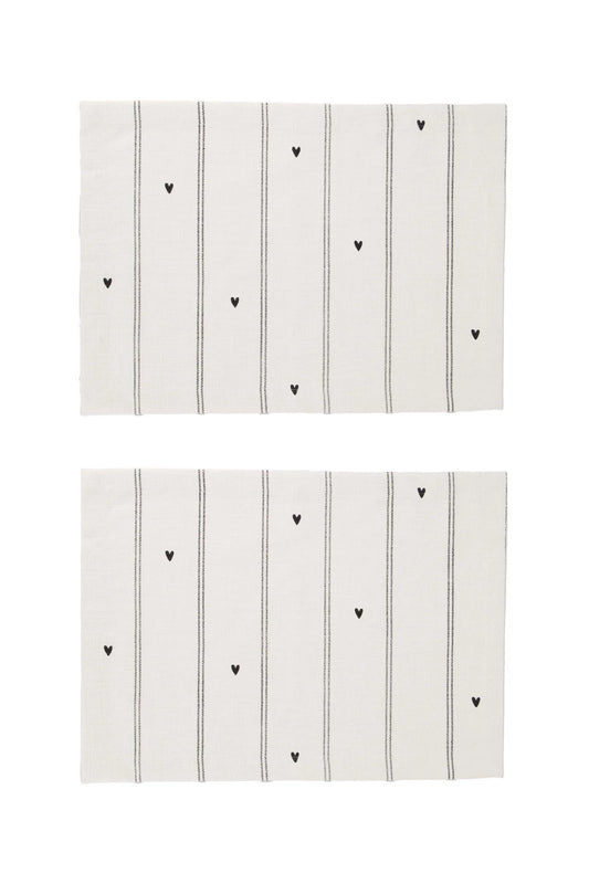 Zusss set van 2 placemats strepen / hartjes