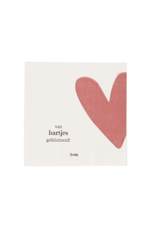 Zusss servetten vierkant van hartjes gefeliciteerd