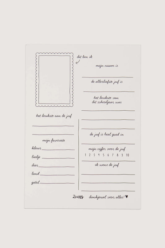 Zusss ansichtkaart armbandje liefste juf