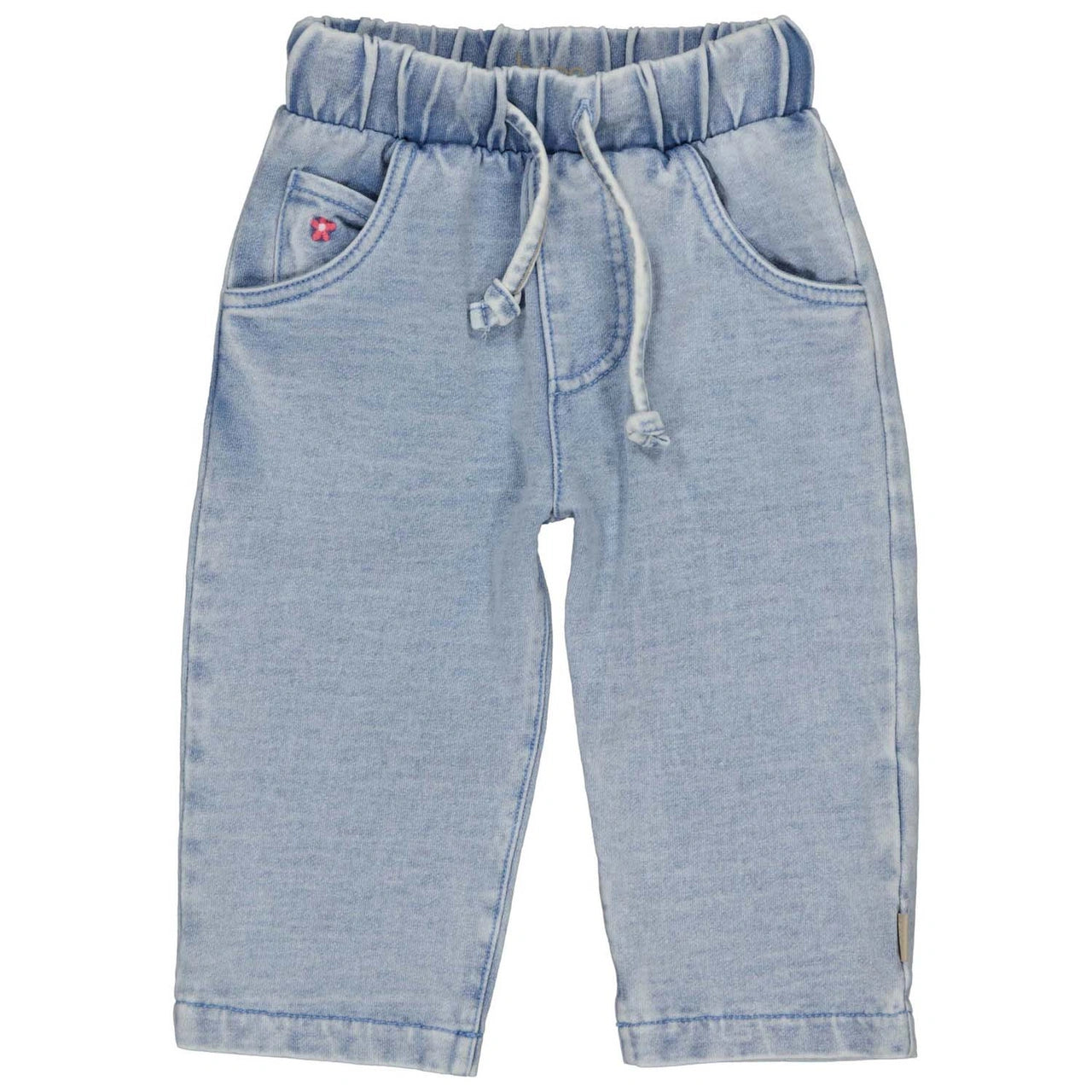 Bess - Broek meisjes bloemetje - jog denim - light wash