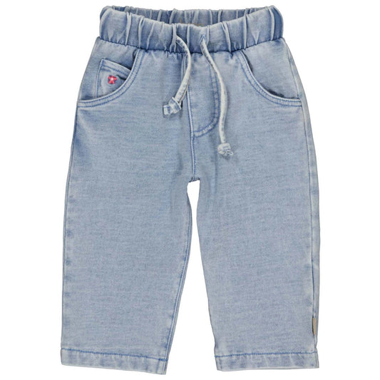 Bess - Broek meisjes bloemetje - jog denim - light wash
