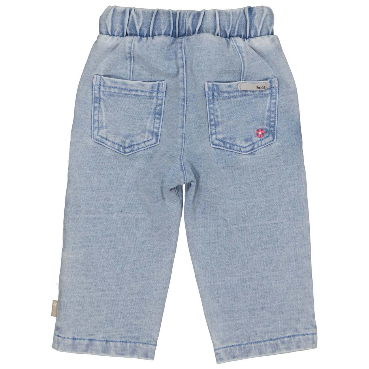 Bess - Broek meisjes bloemetje - jog denim - light wash