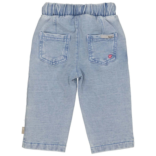 Bess - Broek meisjes bloemetje - jog denim - light wash