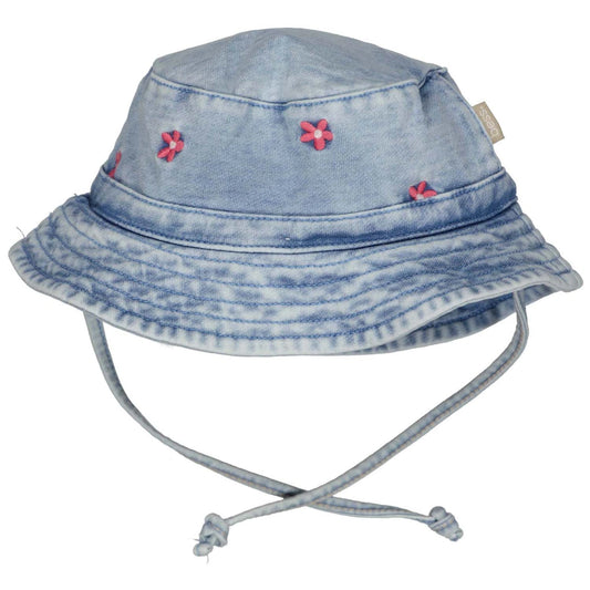 Bess - baby zonnehoedje - Buckethat Jog denim Embroidered - Light wash