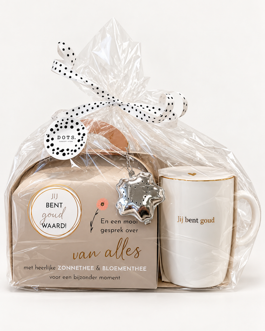 Cadeaupakket Jij bent goud – Theetas met Zusss mok