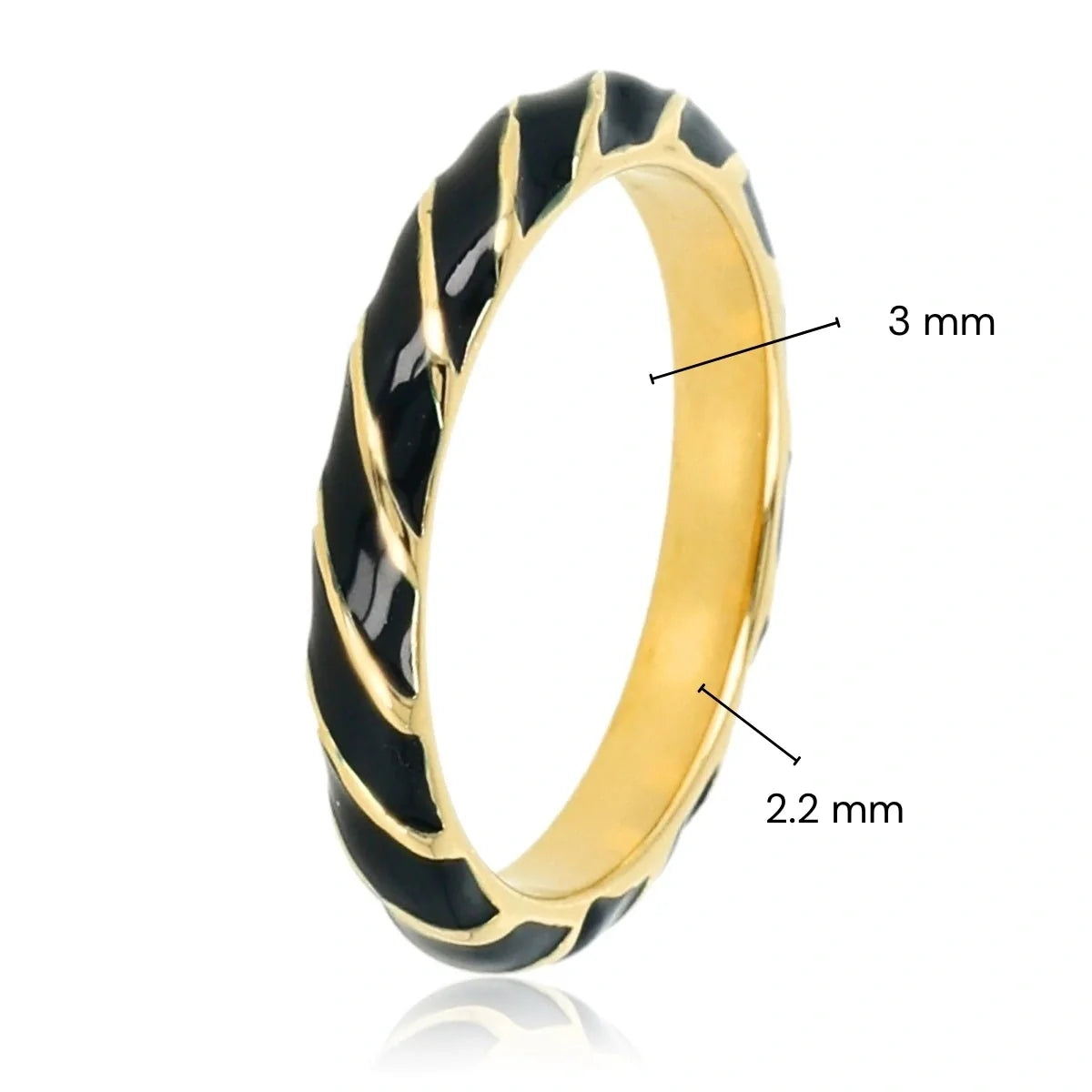 My Bendel - Goudkleurige ring met zwart gedraaid design