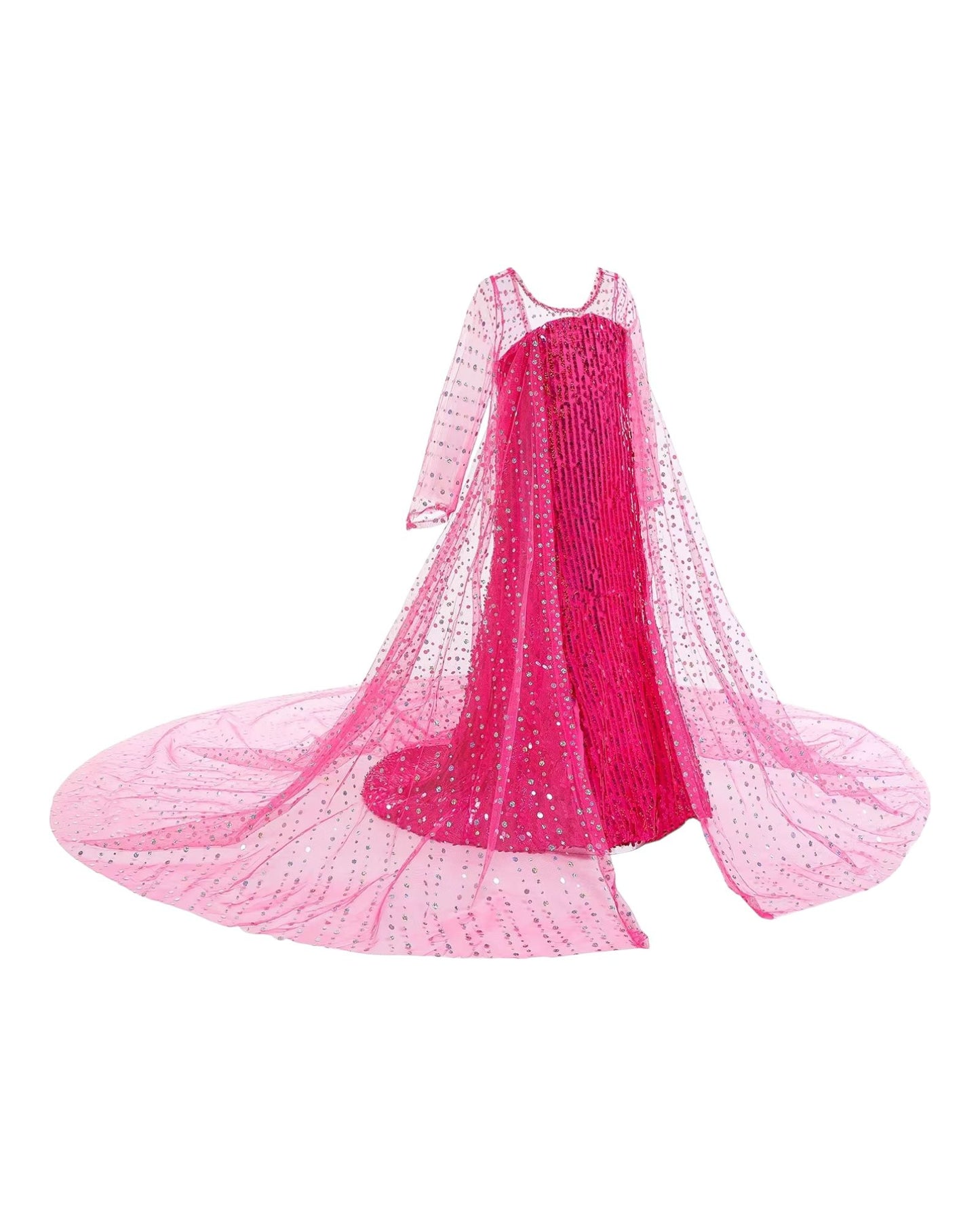 Ijs- koningin met lange sleep - Luxe verkleedjurk