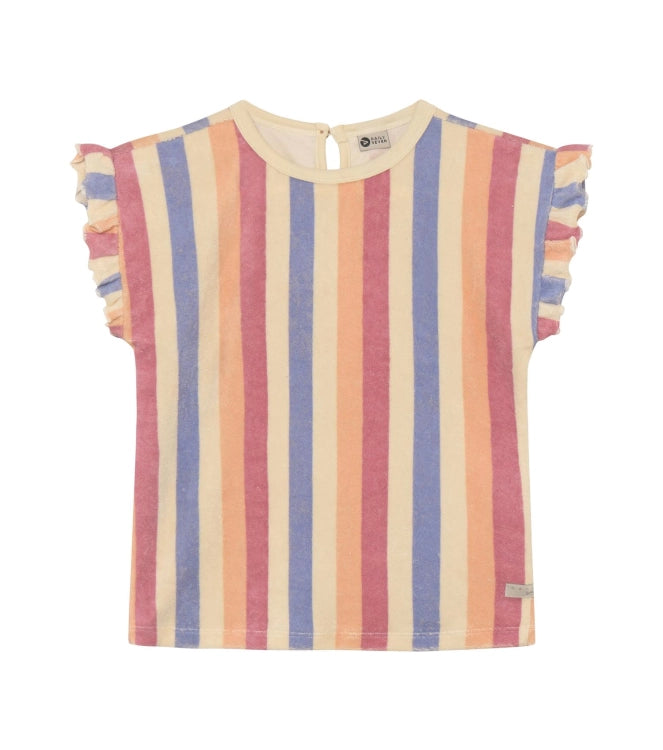 Daily7 - T-shirt Terry Striped Heather Rose