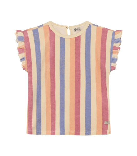 Daily7 - T-shirt Terry Striped Heather Rose
