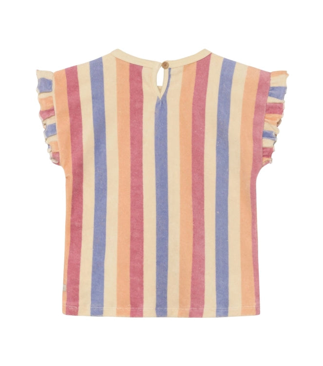 Daily7 - T-shirt Terry Striped Heather Rose