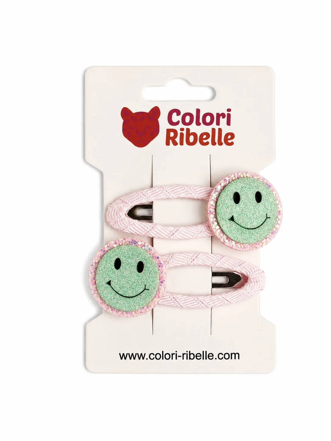 Colori Ribelle -  Haarspeldjes smiley glitter mint