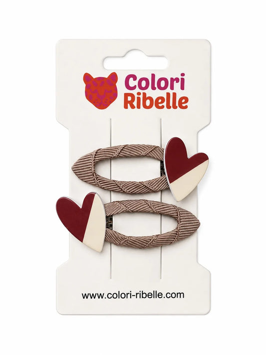Colori Ribelle - Haarspeldjes hartjes brown/beige