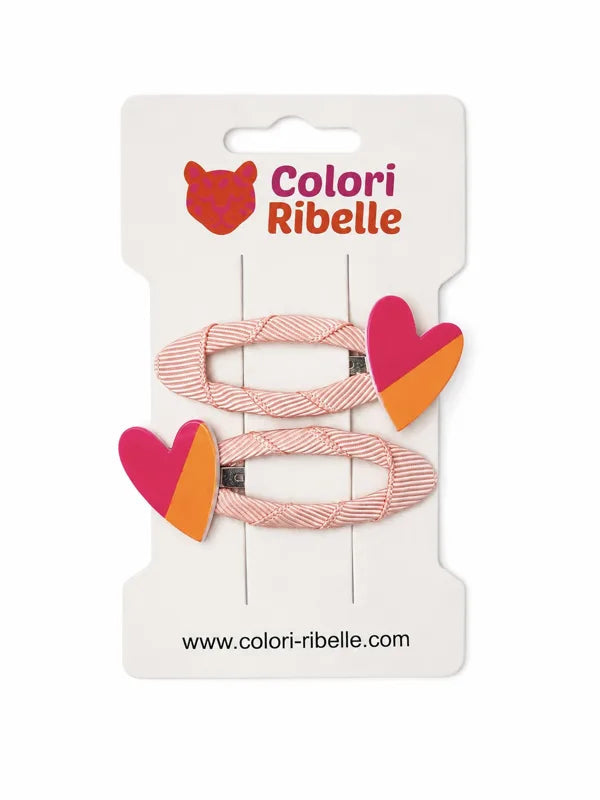 Colori Ribelle - Haarspeldjes pink/orange hartjes