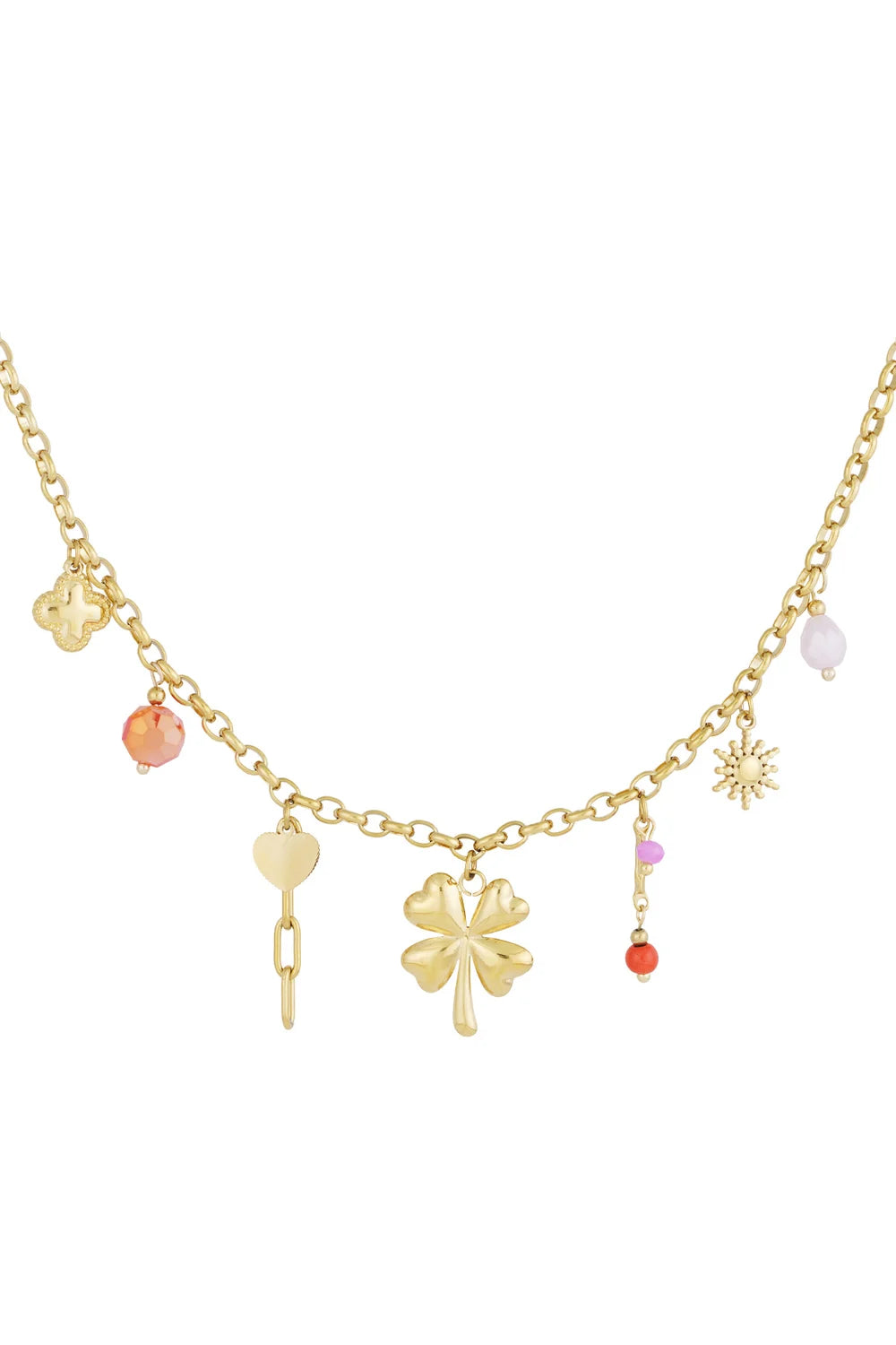 Ketting stainless steel goud - Flower color