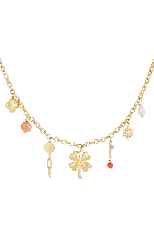 Ketting stainless steel goud - Flower color