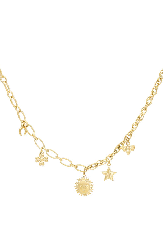 Ketting stainless steel goud - bedels