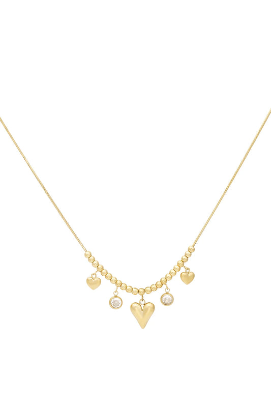 Ketting stainless steel goud - Diamond heart